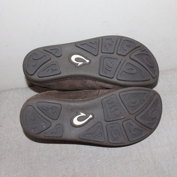 KIDS OLUKAI LEATHER SLIP ON SHOES - SIZE 3 1/2 - BROWN - Picture 5 of 8